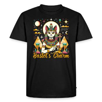 Bastet Déesse égyptienne Égypte Pyramide Égypte - T-shirt Premium bio Homme - noir - Devant - Nico (187cm)