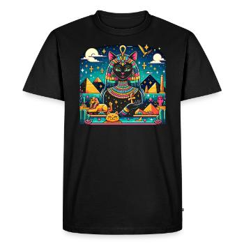 Bastet Déesse égyptienne Égypte Pyramide Égypte - T-shirt Premium bio Homme - noir - Devant - Nico (187cm)