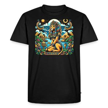 Bastet Déesse égyptienne Égypte Pyramide Égypte - T-shirt Premium bio Homme - noir - Devant - Nico (187cm)