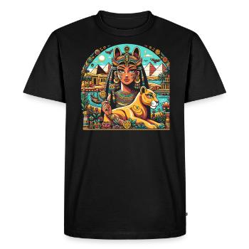 Bastet Déesse égyptienne Égypte Pyramide Égypte - T-shirt Premium bio Homme - noir - Devant - Nico (187cm)
