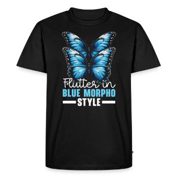 Papillon amoureux insecte insecte bleu Morpho papillon - T-shirt Premium bio Homme - noir - Devant - Nico (187cm)
