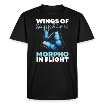 Papillon Amoureux Insecte Bug Bleu Morpho Papillon - T-shirt Premium bio Homme - noir - Devant - Nico (187cm)