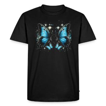 Papillon amoureux insecte insecte bleu Morpho papillon - T-shirt Premium bio Homme - noir - Devant - Nico (187cm)