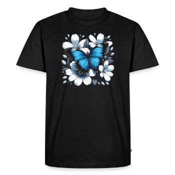 Papillon amoureux insecte insecte bleu Morpho papillon - T-shirt Premium bio Homme - noir - Devant - Nico (187cm)