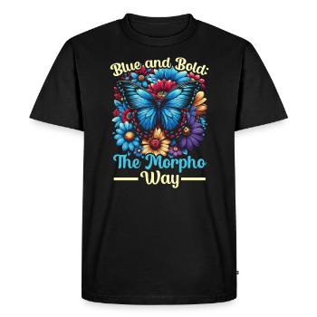 Papillon amoureux insecte insecte bleu Morpho papillon - T-shirt Premium bio Homme - noir - Devant - Nico (187cm)