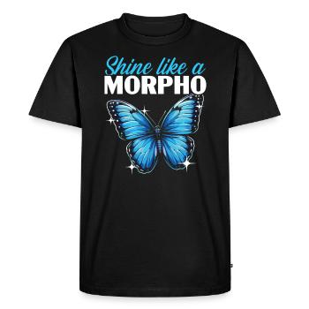 Papillon amoureux insecte insecte bleu Morpho papillon - T-shirt Premium bio Homme - noir - Devant - Nico (187cm)