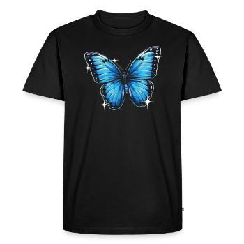 Papillon amoureux insecte insecte bleu Morpho papillon - T-shirt Premium bio Homme - noir - Devant - Nico (187cm)