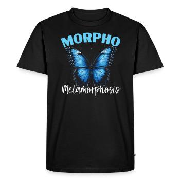 Papillon amoureux insecte insecte bleu Morpho papillon - T-shirt Premium bio Homme - noir - Devant - Nico (187cm)