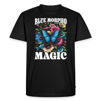 Papillon amoureux insecte insecte bleu Morpho papillon - T-shirt Premium bio Homme - noir - Devant - Nico (187cm)