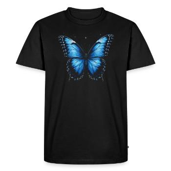 Papillon amoureux insecte insecte bleu Morpho papillon - T-shirt Premium bio Homme - noir - Devant - Nico (187cm)