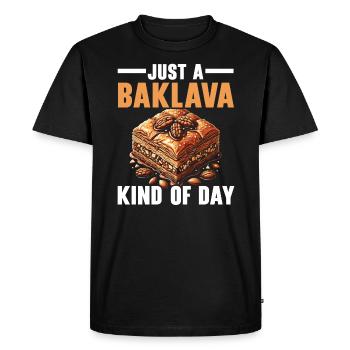 Baklava Pâtisserie Dessert Gourmand Moyen-Orient - T-shirt Premium bio Homme - noir - Devant - Nico (187cm)