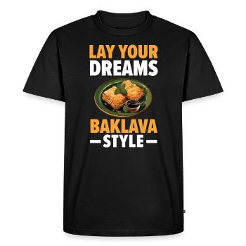 Baklava Pâtisserie Dessert Gourmand Moyen-Orient - T-shirt Premium bio Homme - noir - Devant - Nico (187cm)