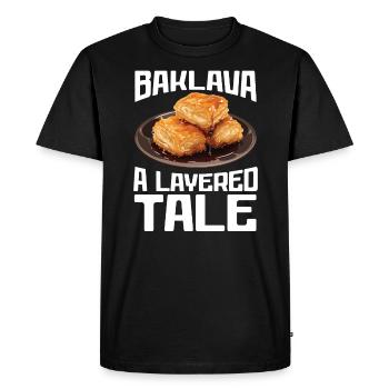 Baklava Pâtisserie Dessert Gourmand Moyen-Orient - T-shirt Premium bio Homme - noir - Devant - Nico (187cm)