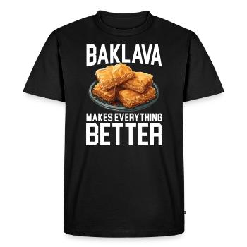 Baklava Pâtisserie Dessert Gourmand Moyen-Orient - T-shirt Premium bio Homme - noir - Devant - Nico (187cm)