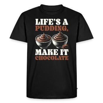 Pudding au chocolat Dessert sucré Gourmand Foodie - T-shirt Premium bio Homme - noir - Devant - Nico (187cm)