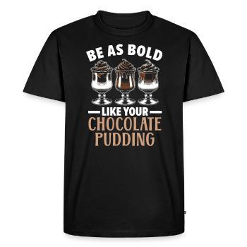 Pudding au chocolat Dessert sucré Gourmand Foodie - T-shirt Premium bio Homme - noir - Devant - Nico (187cm)