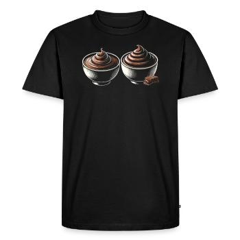 Pudding au chocolat Dessert sucré Gourmand Foodie - T-shirt Premium bio Homme - noir - Devant - Nico (187cm)