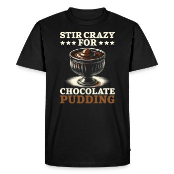 Pudding au chocolat Dessert sucré Gourmand Foodie - T-shirt Premium bio Homme - noir - Devant - Nico (187cm)
