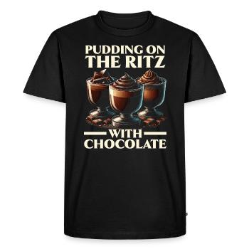 Pudding au chocolat Dessert sucré Gourmand Foodie - T-shirt Premium bio Homme - noir - Devant - Nico (187cm)