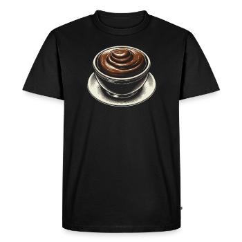 Pudding au chocolat Dessert sucré Gourmand Foodie - T-shirt Premium bio Homme - noir - Devant - Nico (187cm)