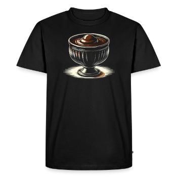 Pudding au chocolat Dessert sucré Gourmand Foodie - T-shirt Premium bio Homme - noir - Devant - Nico (187cm)