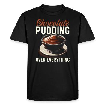 Pudding au chocolat Dessert sucré Gourmand Foodie - T-shirt Premium bio Homme - noir - Devant - Nico (187cm)