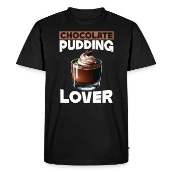 Pudding au chocolat Dessert sucré Gourmand Foodie - T-shirt Premium bio Homme - noir - Devant - Nico (187cm)