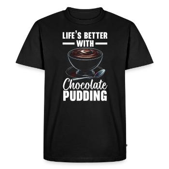 Pudding au chocolat Dessert sucré Gourmand Foodie - T-shirt Premium bio Homme - noir - Devant - Nico (187cm)
