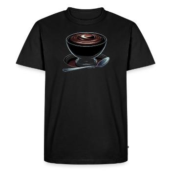 Pudding au chocolat Dessert sucré Gourmand Foodie - T-shirt Premium bio Homme - noir - Devant - Nico (187cm)