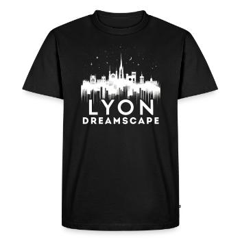 Lyon France Voyage Vacances Touriste J’aime Lyon - T-shirt Premium bio Homme - noir - Devant - Nico (187cm)