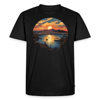 Piraeus Greece Travel Vacation Europe Greek Flag - Men's Premium Organic T-Shirt - black - Front - Nico (187cm)