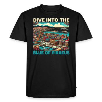 Piraeus Greece Travel Vacation Europe Greek Flag - Men's Premium Organic T-Shirt - black - Front - Nico (187cm)