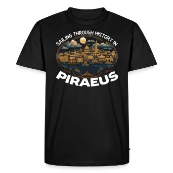 Piraeus Greece Travel Vacation Europe Greek Flag - Men's Premium Organic T-Shirt - black - Front - Nico (187cm)