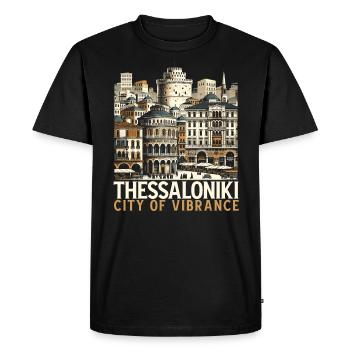 Thessalonique Grèce Voyage Vacances Europe Grec - T-shirt Premium bio Homme - noir - Devant - Nico (187cm)