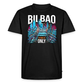Bilbao Espagne Voyage Vacances J’aime Bilbao Skyline - T-shirt Premium bio Homme - noir - Devant - Nico (187cm)