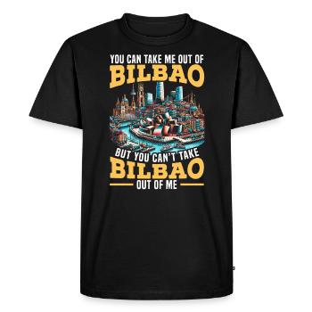 Bilbao Espagne Voyage Vacances J’aime Bilbao Skyline - T-shirt Premium bio Homme - noir - Devant - Nico (187cm)