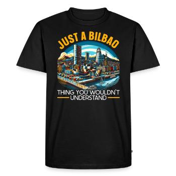 Bilbao Espagne Voyage Vacances J’aime Bilbao Skyline - T-shirt Premium bio Homme - noir - Devant - Nico (187cm)