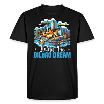 Bilbao Espagne Voyage Vacances J’aime Bilbao Skyline - T-shirt Premium bio Homme - noir - Devant - Nico (187cm)