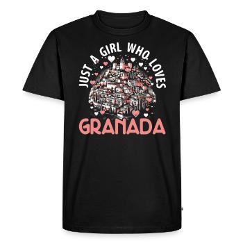 Grenade Espagne Voyage Vacances Grenade Skyline - T-shirt Premium bio Homme - noir - Devant - Nico (187cm)