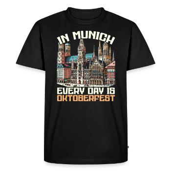 Munich Allemagne Voyage Vacances J’aime Munich - T-shirt Premium bio Homme - noir - Devant - Nico (187cm)