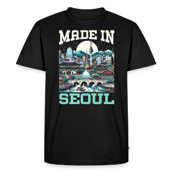 Séoul Corée du Sud Pays Voyage Vacances Coréen - T-shirt Premium bio Homme - noir - Devant - Nico (187cm)