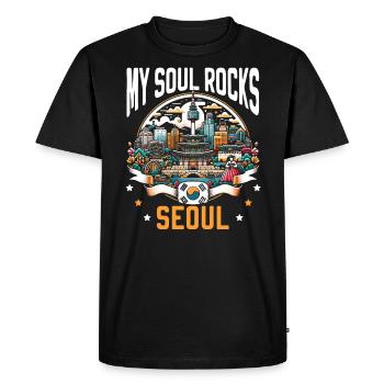 Séoul Corée du Sud Voyage à la campagne Vacances Coréen - T-shirt Premium bio Homme - noir - Devant - Nico (187cm)
