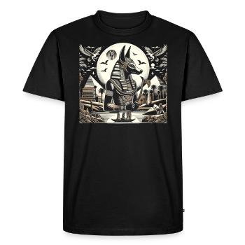 Anubis Mythologie égyptienne Pyramide Égypte ancienne - T-shirt Premium bio Homme - noir - Devant - Nico (187cm)