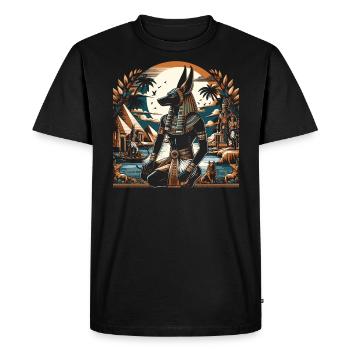 Anubis Mythologie égyptienne Pyramide Égypte ancienne - T-shirt Premium bio Homme - noir - Devant - Nico (187cm)