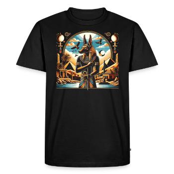 Anubis Mythologie égyptienne Pyramide Égypte ancienne - T-shirt Premium bio Homme - noir - Devant - Nico (187cm)