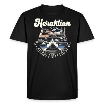 Héraklion Grèce Voyage Vacances Patrimoine grec - T-shirt Premium bio Homme - noir - Devant - Nico (187cm)