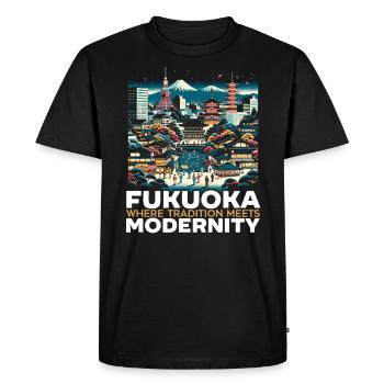 Fukuoka Japon Voyage à la campagne Vacances Japonais - T-shirt Premium bio Homme - noir - Devant - Nico (187cm)