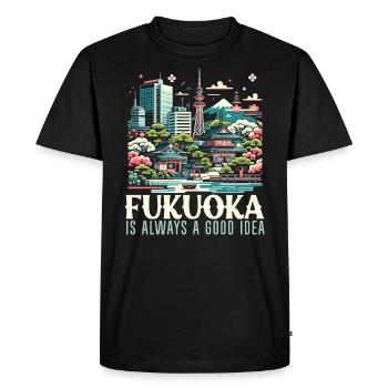 Fukuoka Japon Voyage à la campagne Vacances Japonais - T-shirt Premium bio Homme - noir - Devant - Nico (187cm)