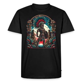 Guerrier aztèque Civilisation aztèque mexicaine indigène - T-shirt Premium bio Homme - noir - Devant - Nico (187cm)