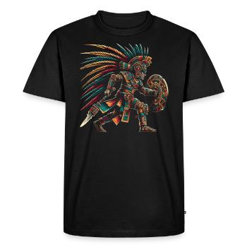 Guerrier aztèque Civilisation aztèque mexicaine indigène - T-shirt Premium bio Homme - noir - Devant - Nico (187cm)